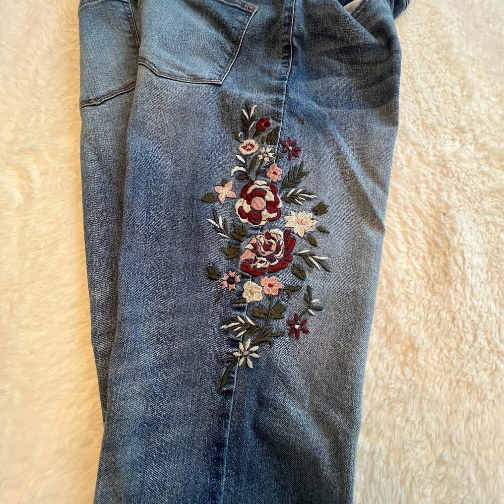 Knox Rose Women's Floral Embroidered Skinny Entubado Denim Jeans Size 12‎ Boho - Picture 3 of 7